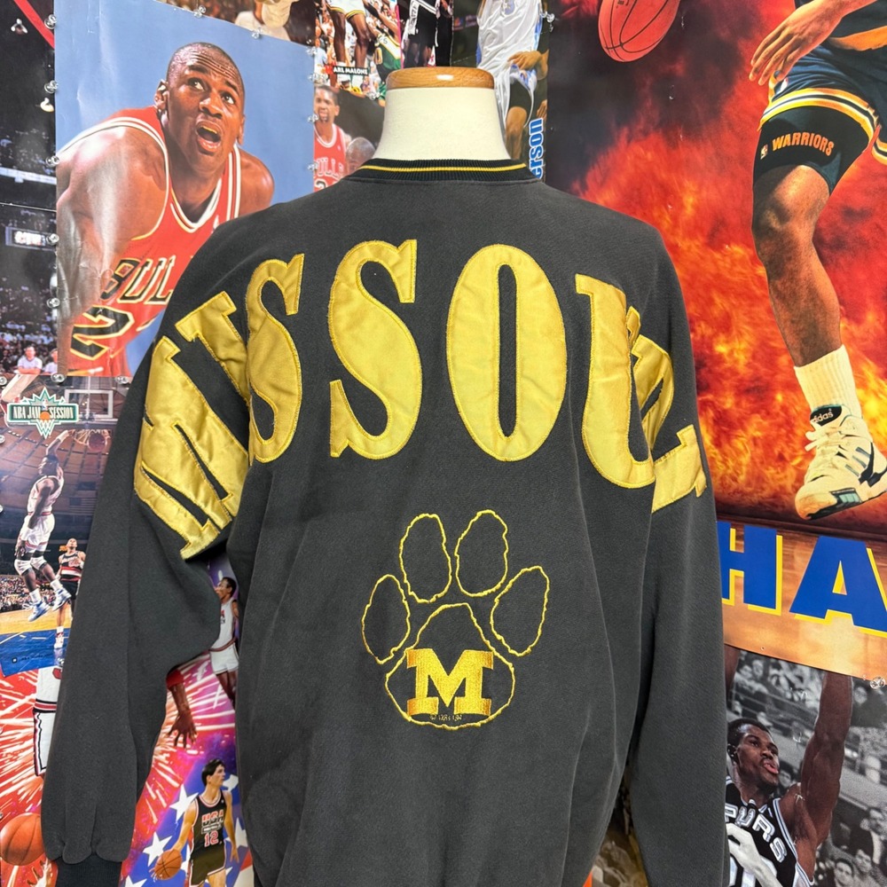 Vintage 90s Missouri‎ Tigers Mizzou Spellout Collegiate NCAA Sweatshirt Sz 3XL